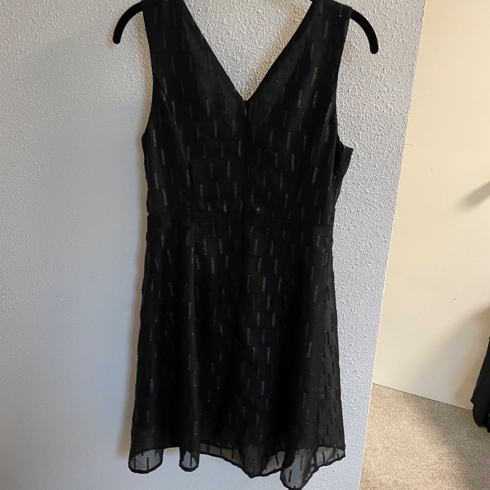 NWT banana republic black glitter flared sleeveless black dress 6 petite 6P - Picture 4 of 8